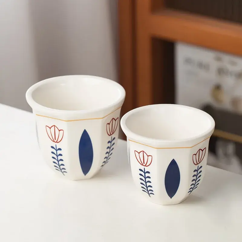 180ml/250ml Coffee Cup Hand Held Espresso Cup Vintage Middle Eastern Ceramics Candle Porcelain for Household New Pottery Tea Cup