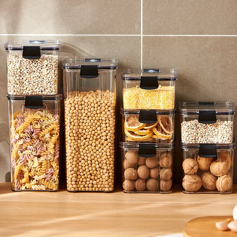 2Pcs Kitchen Sealed Jar Stackable Food Storage Box Multigrain Tank Bottle Cereal Candy Dried Fruit Tea Storage Containers