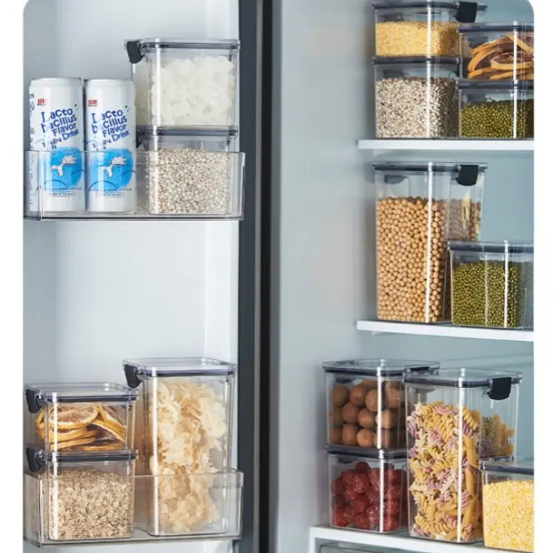 2Pcs Kitchen Sealed Jar Stackable Food Storage Box Multigrain Tank Bottle Cereal Candy Dried Fruit Tea Storage Containers