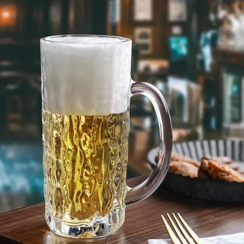 High-capacity Glass Beer Cup Milk Coffee Juice Water Cup Barware Drinkware for Home Party Bar Karaoke Transparent Durable Cup