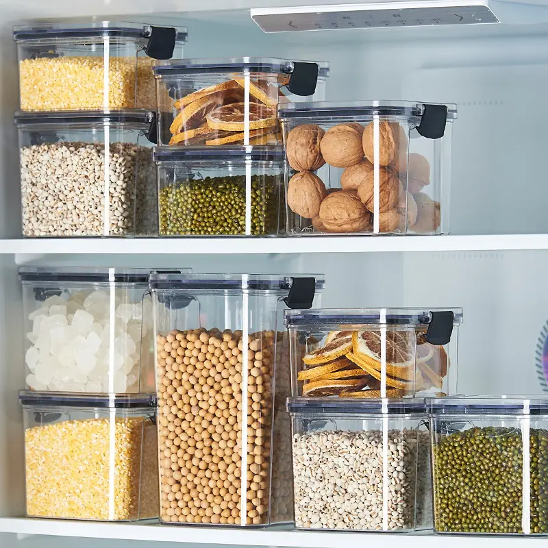 460-1800ml Kitchen Sealed Jar Stackable Food Storage Box Multigrain Tank Bottle Cereal Candy Dried Fruit Tea Storage Containers