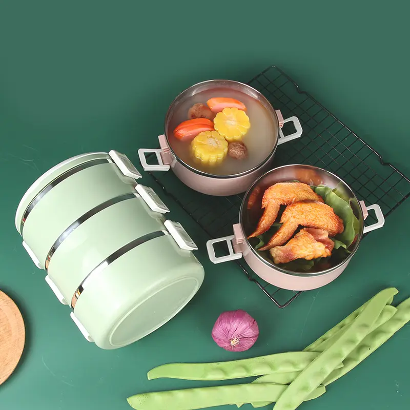 3 Layers Portable Stainless Steel Thermal Lunch Box Multi-Purpose Microwave Bento Box With Lids Leakproof Food Container Box