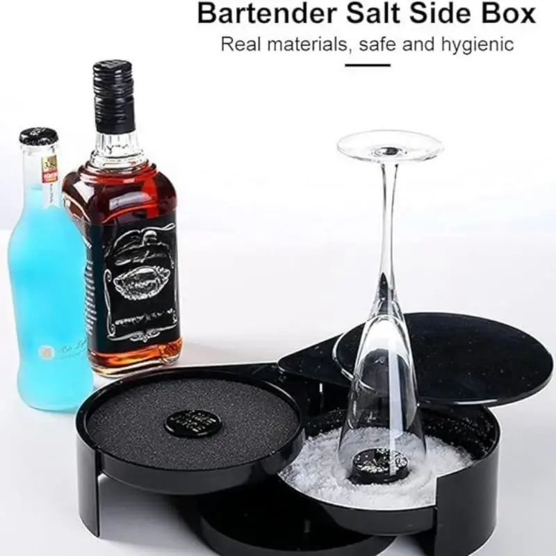 3 Tier Rotating Salt Rimmer Box Mixing Salt Sugar Rim Box Juice Wine Cocktail Seasoning Rimmers Bartender Bar Tools Barware