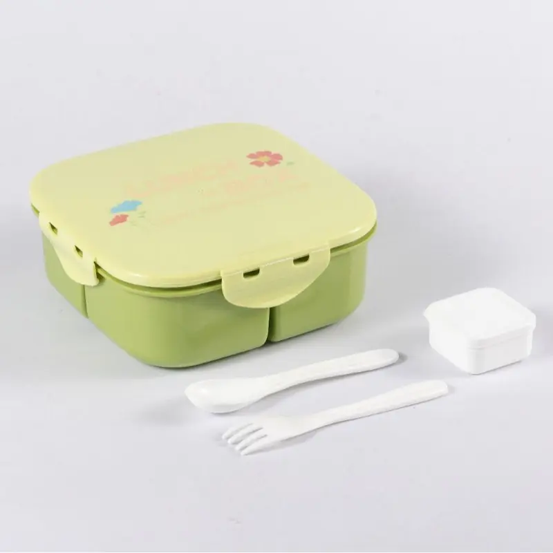1350ML Lunch Box 3 Grids  Kids Students Office Bento Box with Fork and Spoon Microwave Available Fruit Food Storage Containers