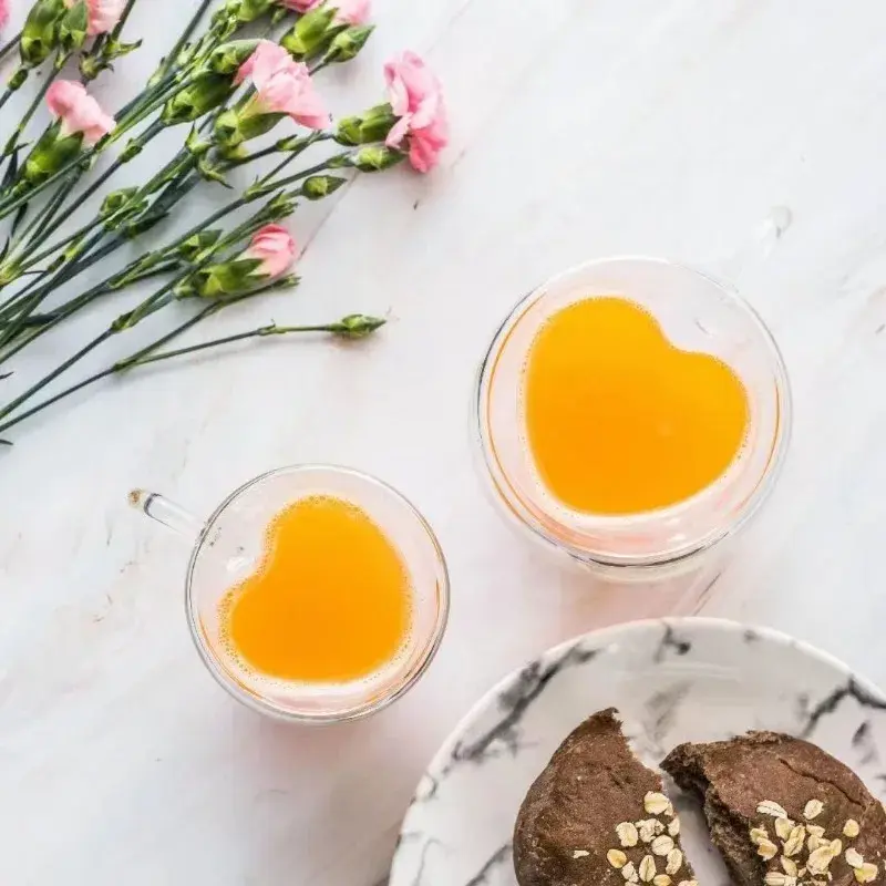 Heart Shaped Mug Double Wall Glass Cup Heat-Resisting Solid Color Wine Glasses Tea Mugs Milk Espresso Coffee Cup for Gift