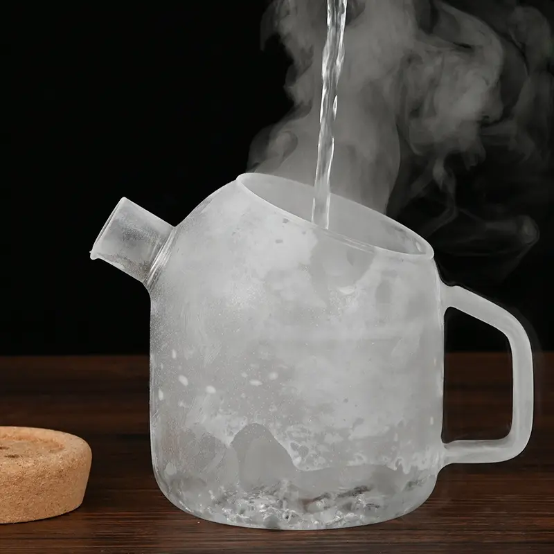 800/1100/1900Ml Water Kettle Glass Cork Creative Wooden Cover Flower Teapot Heat-Resistant Juice Cold Kettle With Cork Lid