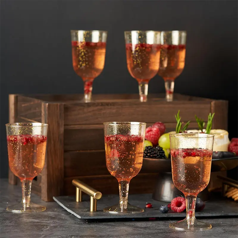 25/50pcs 150ml Disposable Cups Sparkling Champagne Bar Cups Plastic Champagne Clear Toasting Glasses for Weddings Party