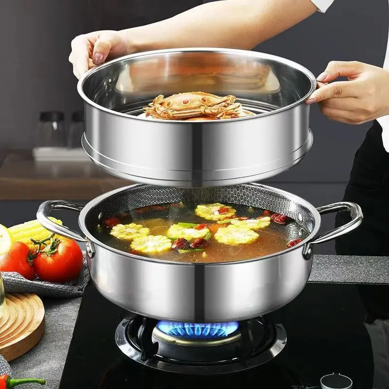 316 Stainless Steel Frying Pan 28cm Wok Non-stick Cooking Honeycomb Steak Gas Stove Pot Induction Saucepan Kitchen Cookware