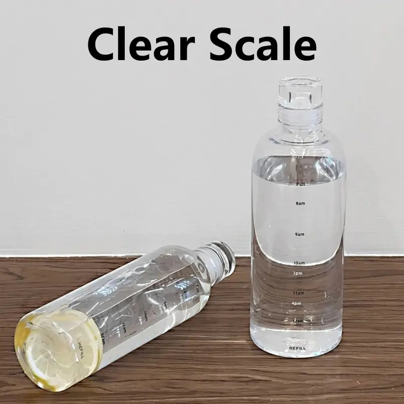 2pcs 300-1000ml Clear Glass Water Bottle Large Capacity with Time Marker Cover for Water Drink Outdoor Portable Milk Juice Cup