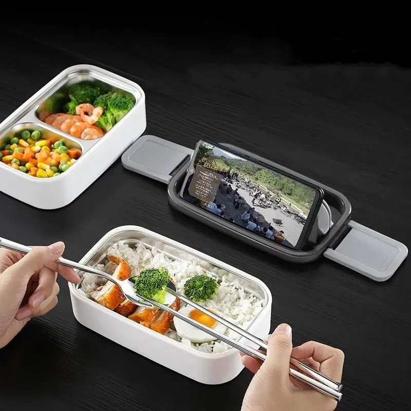 2 Layers Lunch Box with Lunch Bag 304 Stainless Steel for Adults Kids School Office Microwavable Portable Bento Food Containers