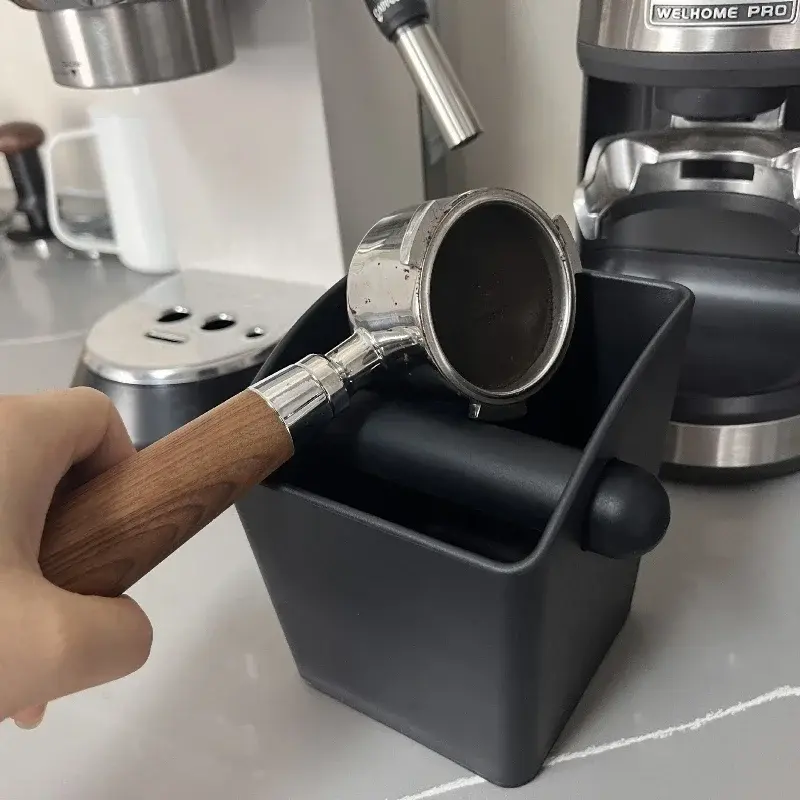 Coffee Knock Box with Cleaning Brush Espresso Grounds Container Anti Slip Dump Bin Grind Barista Goods Waste Dregs Recycling Bin
