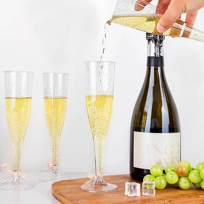 100pcs 5oz Disposable Cups Sparkling Champagne Bar Cups Plastic Champagne Flutes Clear Toasting Glasses for Weddings Party