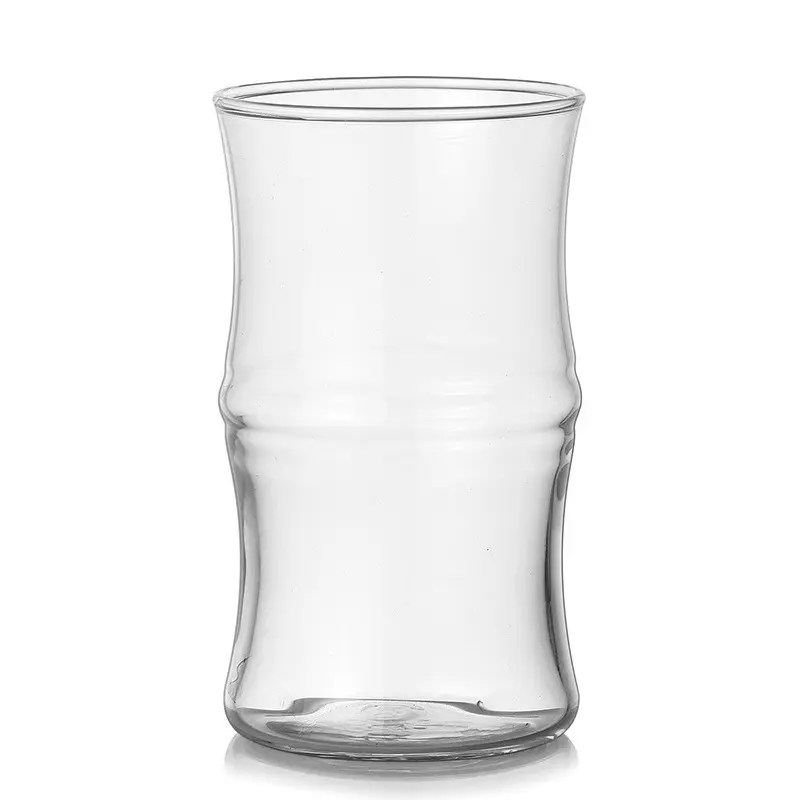 Coffee Glass Bamboo Shaped Large Capacity Water Mug Clear Drinking Glasses,Milk Tea Drinking Cup, Fruit Juice Beer Beverage Cup