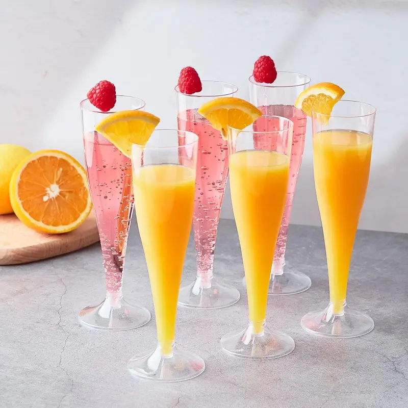 100pcs 5oz Disposable Cups Sparkling Champagne Bar Cups Plastic Champagne Flutes Clear Toasting Glasses for Weddings Party