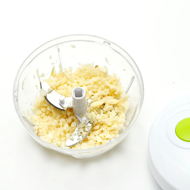 400ml Garlic Puller Mini Manual Food Shredder Hand Pulled Rope Processor with 3 Blades Curves-Practical Small Kitchen Tools