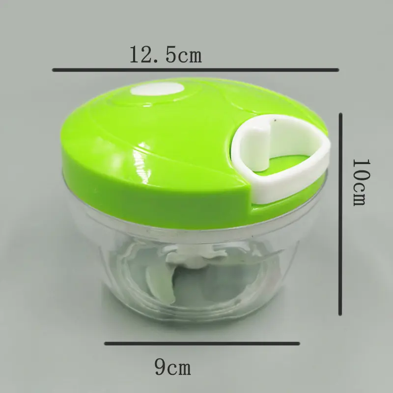 400ml Garlic Puller Mini Manual Food Shredder Hand Pulled Rope Processor with 3 Blades Curves-Practical Small Kitchen Tools