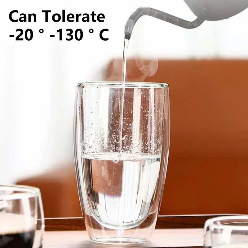 250-450ml Double Wall Glass Cup Round Style Solid Color Beer Milk Coffee Heat Resistant Water Cups Transparent Mug Glass Mug