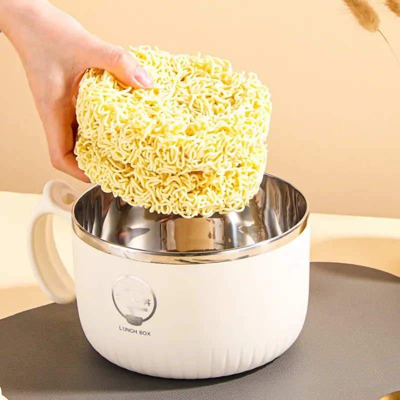 1300ML Noodle Bowl Food Grade Microwave Ramen Food Container with Lid and Handle Large Capacity Office Worker Instant Soup Cup