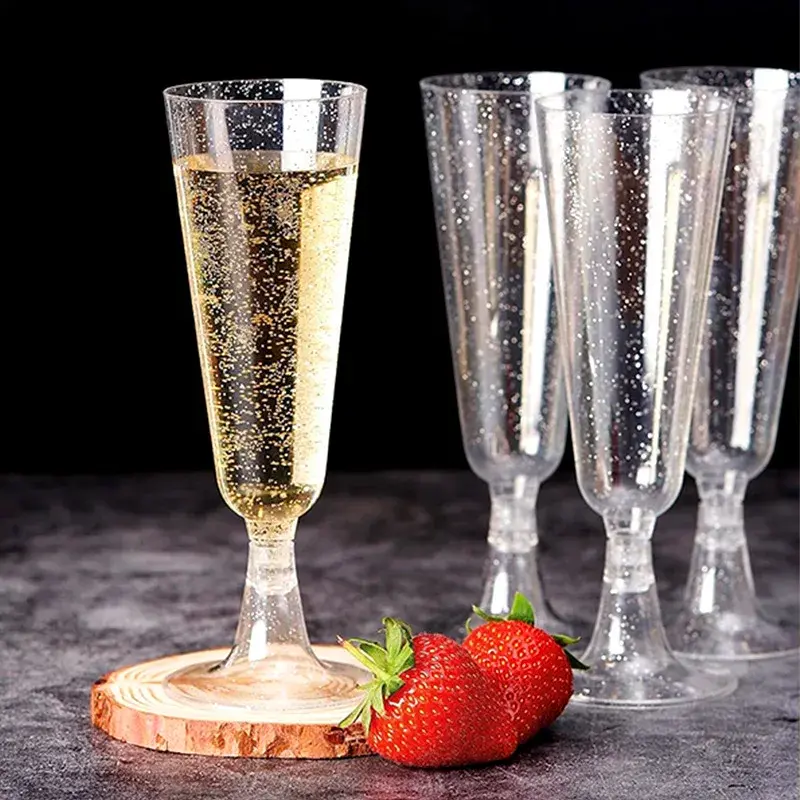 50pcs Champagne Flutes Cups Disposable Plastic Wine Glasses Clear Toasting Glasses Cocktail Cups for Bar Weddings Party