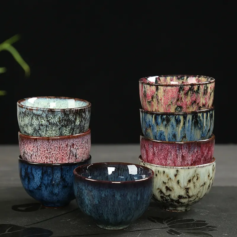 60ML Mini Tea Bowl Transformation Ceramic Gradient Color Chinese Kung Fu Teacup Espresso Coffee Cups Household Afternoon Teacups