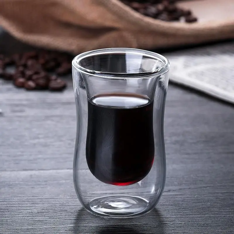 Double Wall Glass Cup Transparent Heat Resistant Milk Water Mini Whisky Cup Espresso Coffee Cup Bar Drinkware Gift