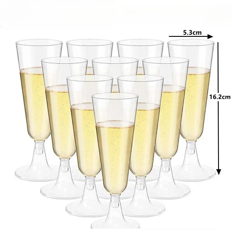 50pcs Champagne Flutes Cups Disposable Plastic Wine Glasses Clear Toasting Glasses Cocktail Cups for Bar Weddings Party