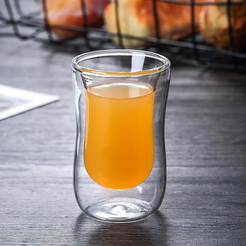Double Wall Glass Cup Transparent Heat Resistant Milk Water Mini Whisky Cup Espresso Coffee Cup Bar Drinkware Gift