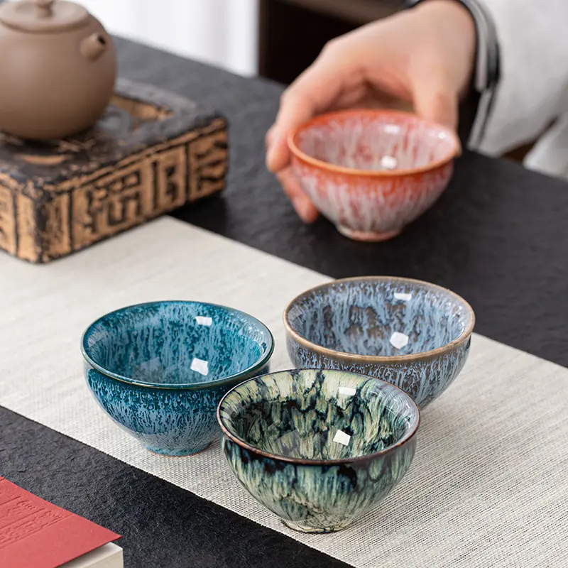 60ML Mini Tea Bowl Transformation Ceramic Gradient Color Chinese Kung Fu Teacup Espresso Coffee Cups Household Afternoon Teacups