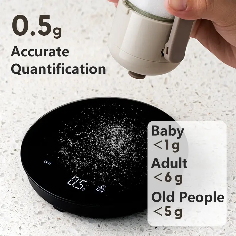Kitchen Cooking Salt and Pepper Shakers Quantitative Glass Seasoning Bottle Each Press 0.5g Metering Household Salt Jar