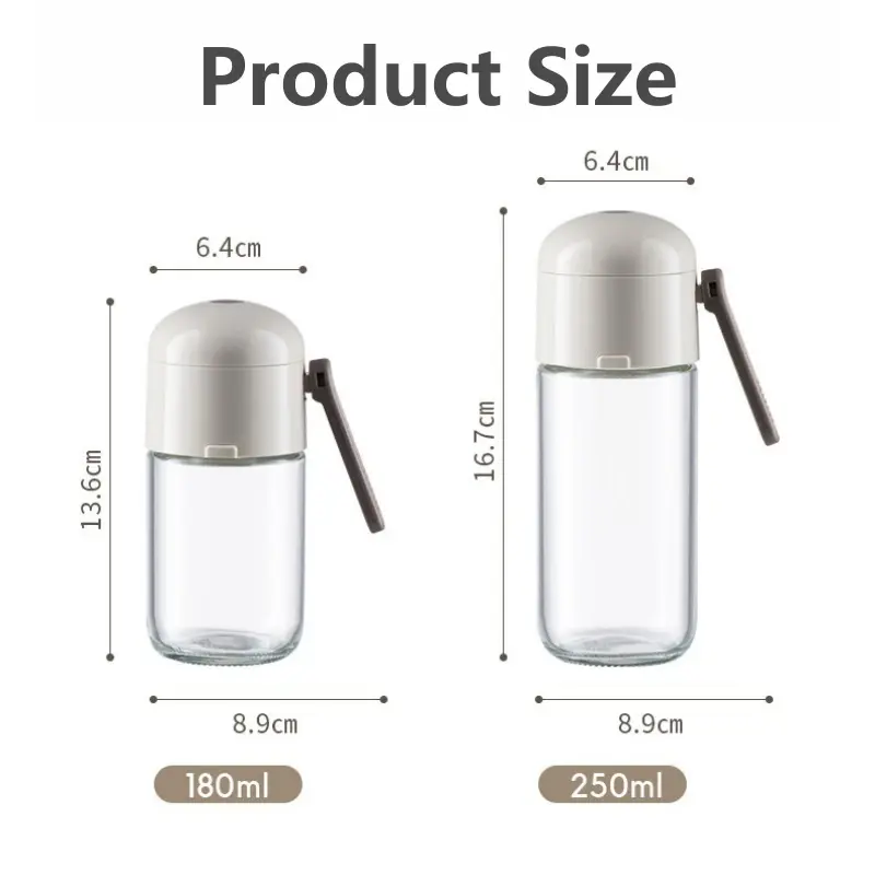 Kitchen Cooking Salt and Pepper Shakers Quantitative Glass Seasoning Bottle Each Press 0.5g Metering Household Salt Jar