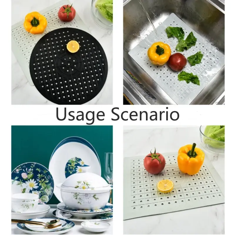 1/2Pcs Soft Rubber Sink Mat Anti Slip Home Heat Insulation Drying Protector Cover Quick Drain Pad Kitchen Accessories Sink Pad