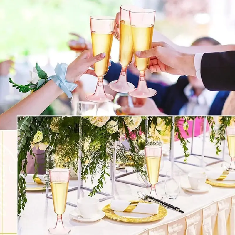 25pcs 150ml Disposable Cups Sparkling Champagne Bar Cups Plastic Champagne Flutes Clear Toasting Glasses for Weddings Party