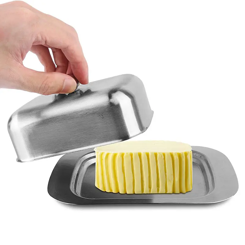 Butter Dish, Stainless Steel Butter Dish with Lid - Solid Cheese/Butter Container - Butter Cheese Kitchen Cooking Storage Box