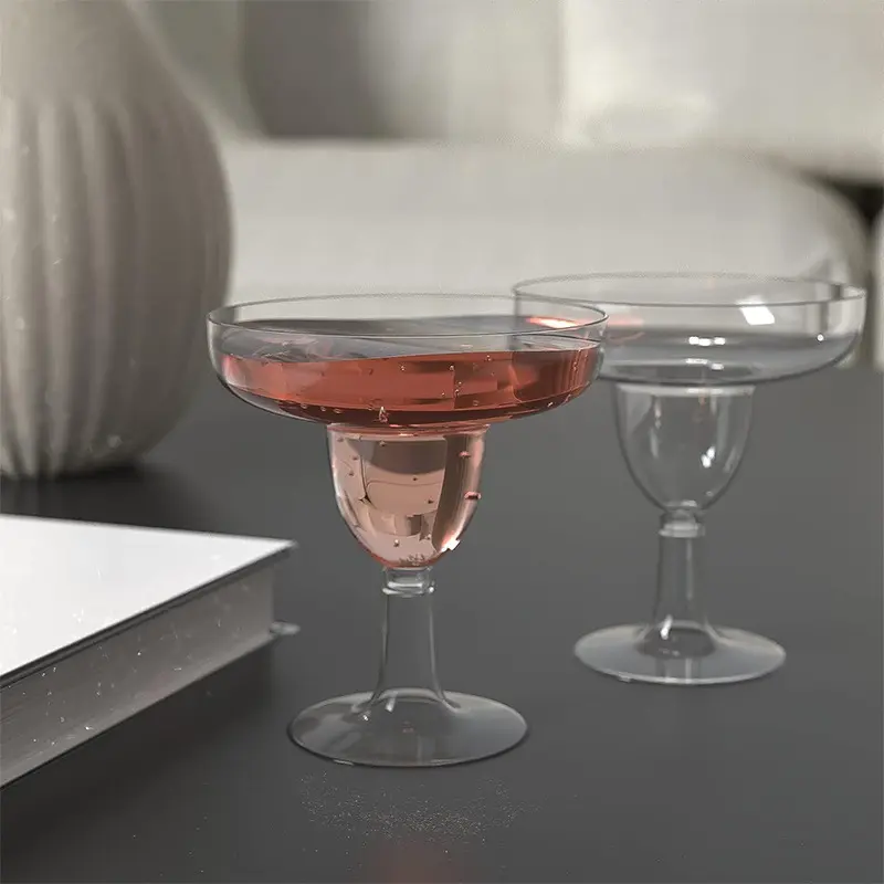 20Pcs 5oz Clear Plastic Wine Glass Recyclable - Shatterproof Wine Goblet - Disposable & Reusable Cups for Champagne Dessert