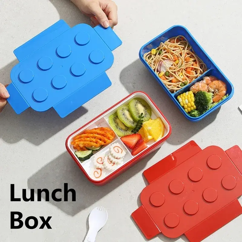 Creative Lunch Box Color Building Blocks Bento Box For Children's Student Portable Outdoor Picnic Fruit Salad Tableware