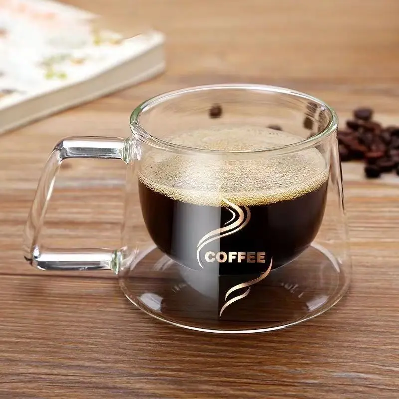 1/2PCS Double Wall Glass Coffee Mug Heat Resistant Tea Milk Juice Coffee Water Espresso Cup Thermo Insulated Cup for Household