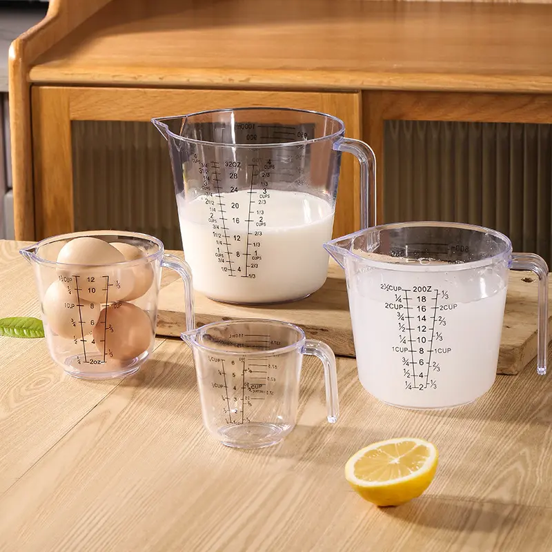 Measuring Cup Premium Graduated Transparent Heat Resisting Plastic Milk Cups Pour Spout with Handle Kitchen Tool Microwavable