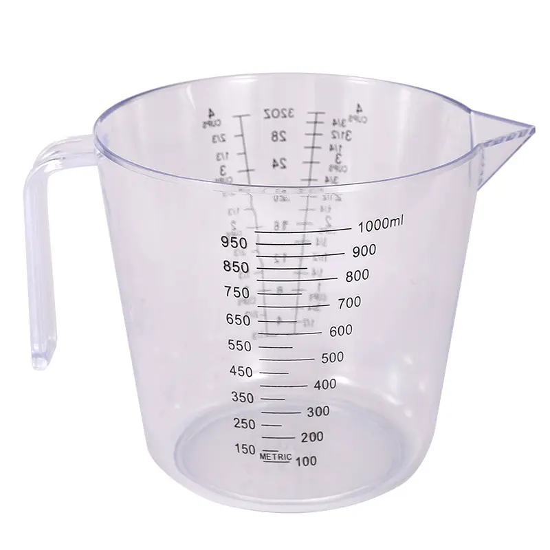 Measuring Cup Premium Graduated Transparent Heat Resisting Plastic Milk Cups Pour Spout with Handle Kitchen Tool Microwavable
