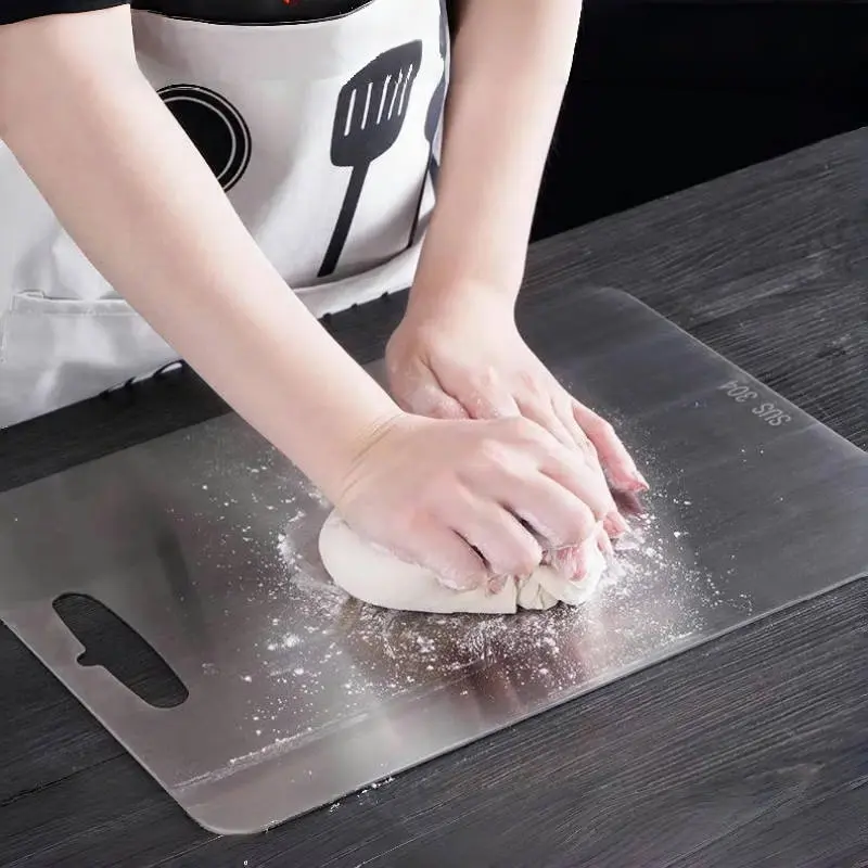 304 Stainless Steel Panel and Chopping Board Kitchen Household Double Sided Kneading Dough Fruit Meat Chopping Cutting Board