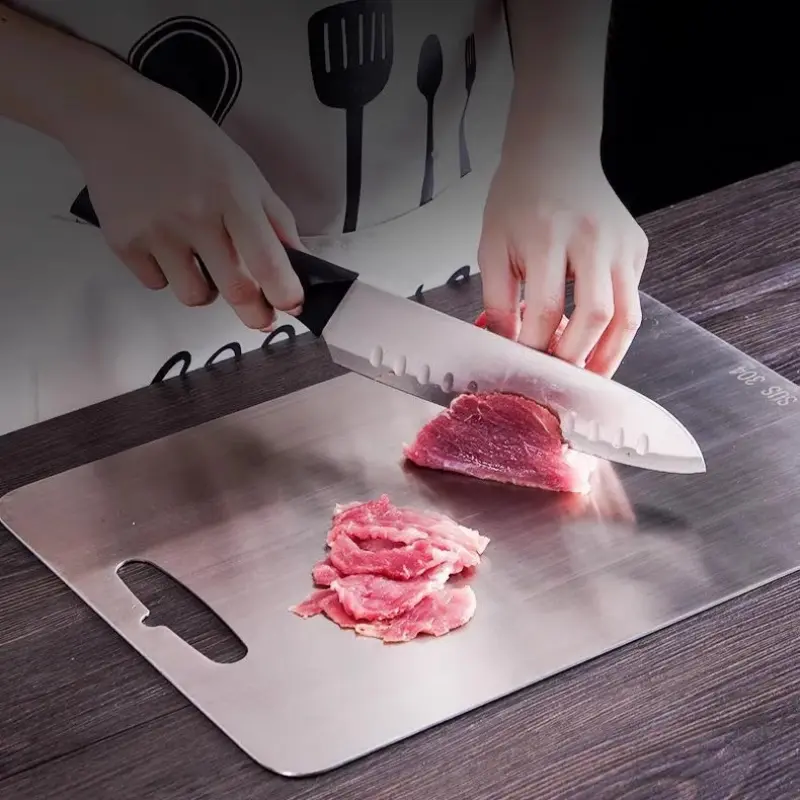 304 Stainless Steel Panel and Chopping Board Kitchen Household Double Sided Kneading Dough Fruit Meat Chopping Cutting Board