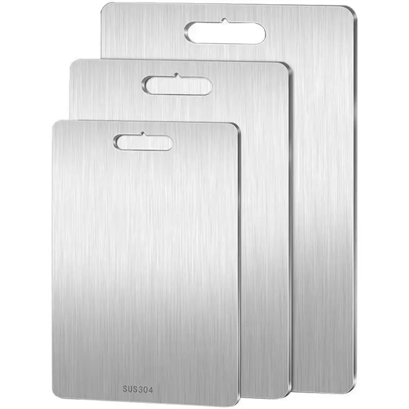 304 Stainless Steel Panel and Chopping Board Kitchen Household Double Sided Kneading Dough Fruit Meat Chopping Cutting Board