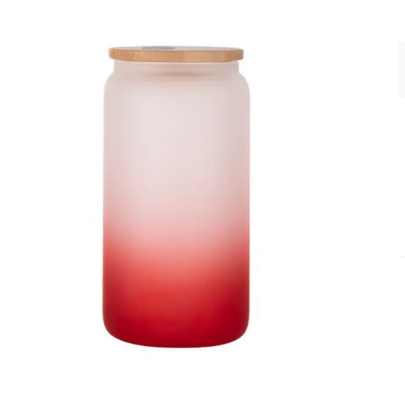 1pcs Gradient Glass Cup with Lid Juice Glass Beer Can Milk Mocha Cup Transparent Bubble Tea Cup High Borosilicate Glass