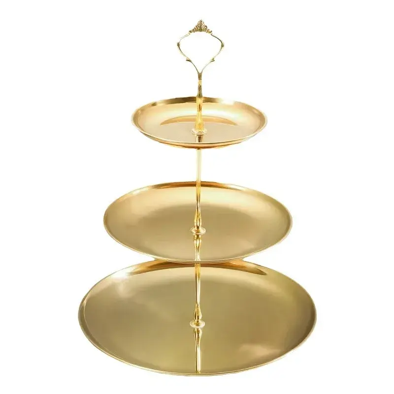Three-layer Stainless Steel Cake Tray, Cake, Snack Plate, Birthday, Wedding Party Dessert Stand, Table Dessert Display Stan
