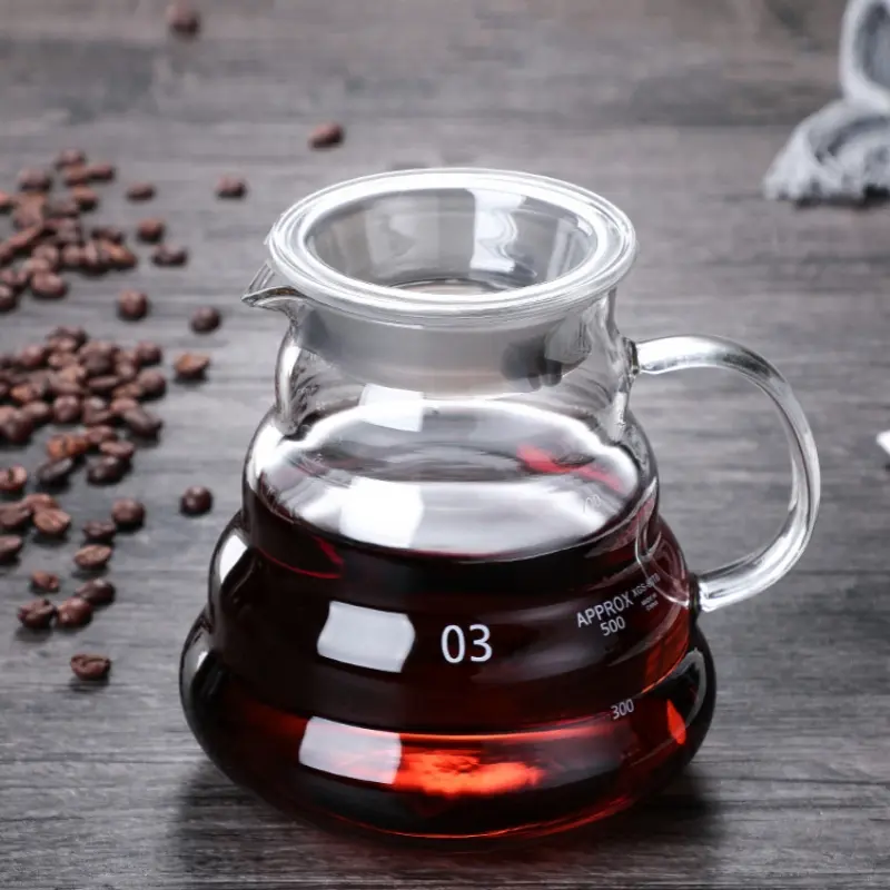 360/600/800ml Heat Resistant Coffee Pot Clear Glass Kettle Sharing Pot with Lids, Pour Over Coffee Espresso Maker Accessories