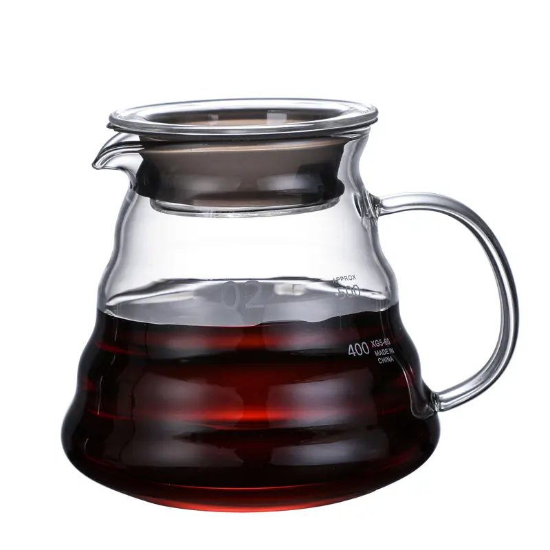 360/600/800ml Heat Resistant Coffee Pot Clear Glass Kettle Sharing Pot with Lids, Pour Over Coffee Espresso Maker Accessories