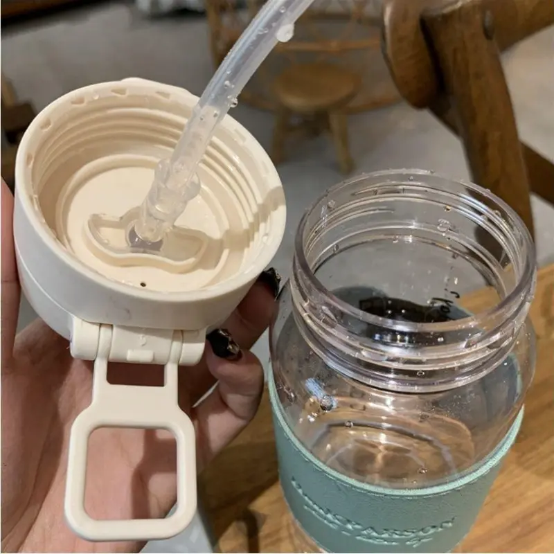 500ml Water Bottle with Straw Portable Clear Leakproof Drinking Bottle Outdoor Travel Office Essential Coffee Tea Water Bottle