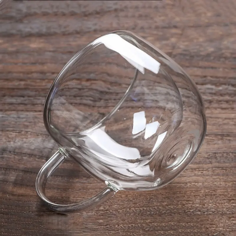 2PCS 150-350ml Heat Resistant High Borosilicate Glass Mug Double Wall Glass Coffee Cup with Handle Milk Water Cup Clear Cups