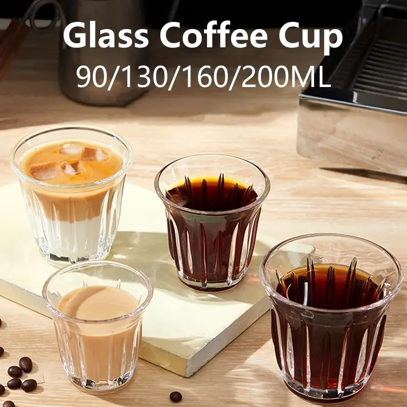 90-200ML Glass Coffee Cup Espresso Mug Art Striped Anti-scald Mocha Juice Cocktails Coffee Mugs for Latte Cappuccino Tea Cafe