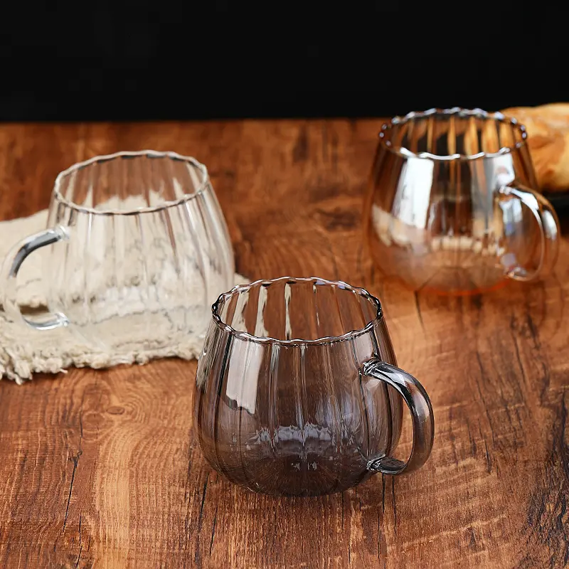 400ml Pumpkin Shaped Glass Cups High Borosilicate Glass Coffee Tea Drinks Dessert Breakfast Glasses For Juice Milk Tea Drinkware