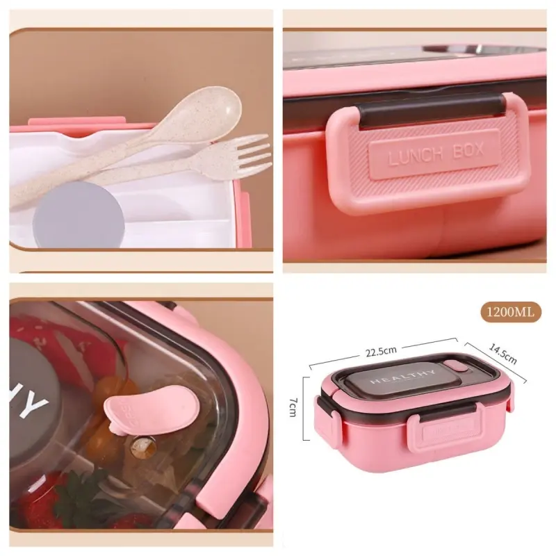 Lunch Box Multi-function 3 Grid Fruit Cartoon Sealed Sauce Salad Dressing Box for Kids Bento Loncheras Picnic Snacks Organizer